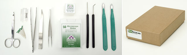 Pr�parierset f�r Biologie-Kurse mit Original Dumont-Pinzette, in stabiler Kartonbox