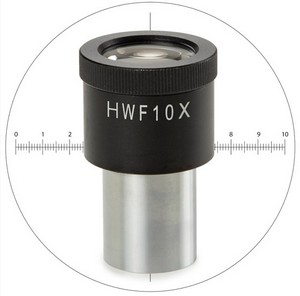 Euromex HWF 10x/20mm Okular mit Mikrometerskala 10mm/100 und Zeiger für bScope mit Ø23.2mm Tube.
