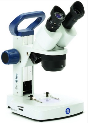 Euromex Stereomikroskop EduBlue mit 1x/3x Objektivrevolver und Auf- & Durchlichtbeleuchtung (Zahnstangenstativ).