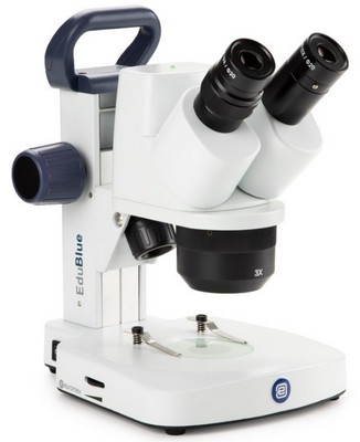 Euromex Stereomikroskop EduBlue mit 1x/3x Objektivrevolver, Auf- & Durchlichtbeleuchtung und integrierter USB2.0 3MP Kamera.