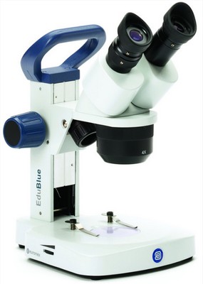 Euromex Stereomikroskop EduBlue mit 2x/4x Objektivrevolver und Auf- & Durchlichtbeleuchtung (Zahnstangenstativ).
